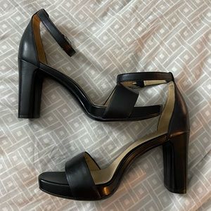 NWOT Naturalizer Joy Heeled Sandals size 6.5, black leather platform block heel